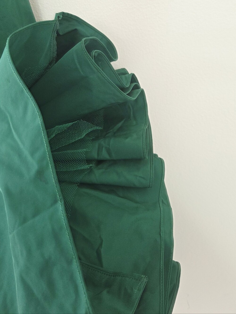 Marchesa Notte Ruffle Taffeta Empire Pleated Ball Gown Green Size 4 - Picture 7 of 9